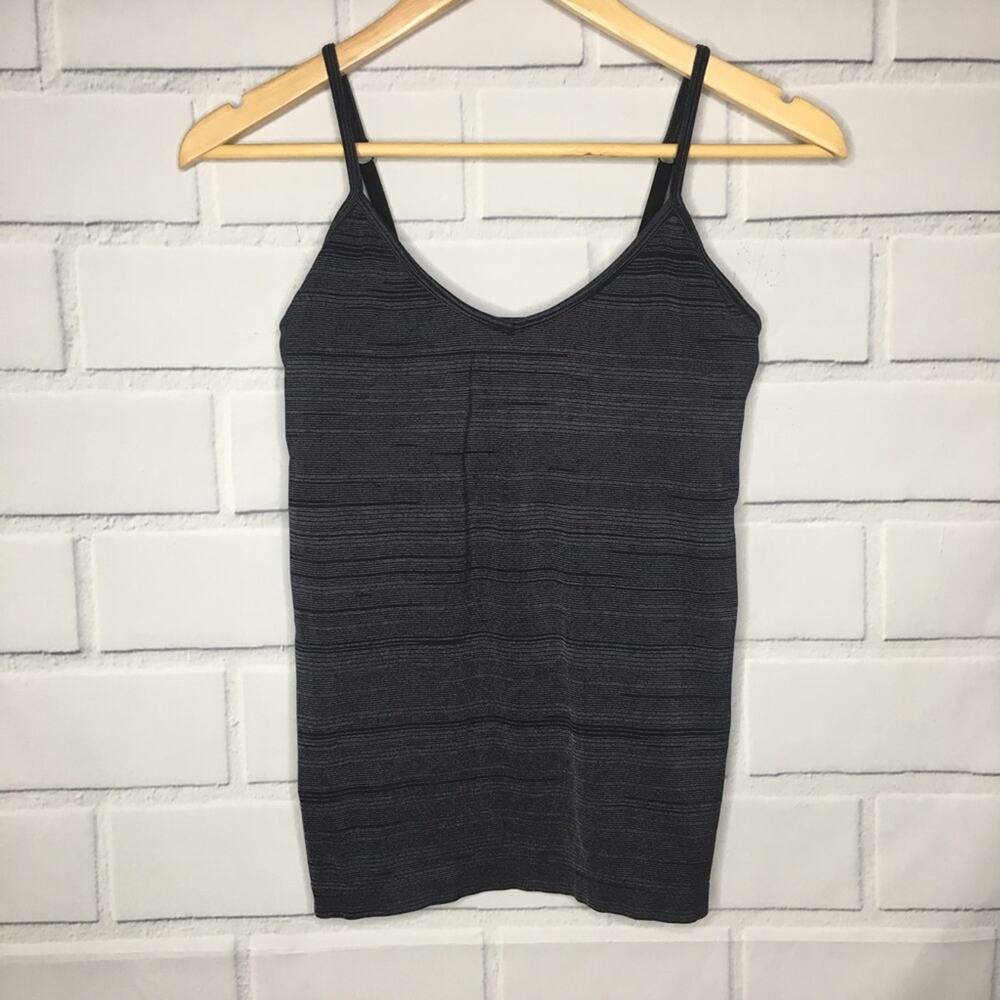 Fabletics Black & White Spaghetti Striped Workout Top Size 4
